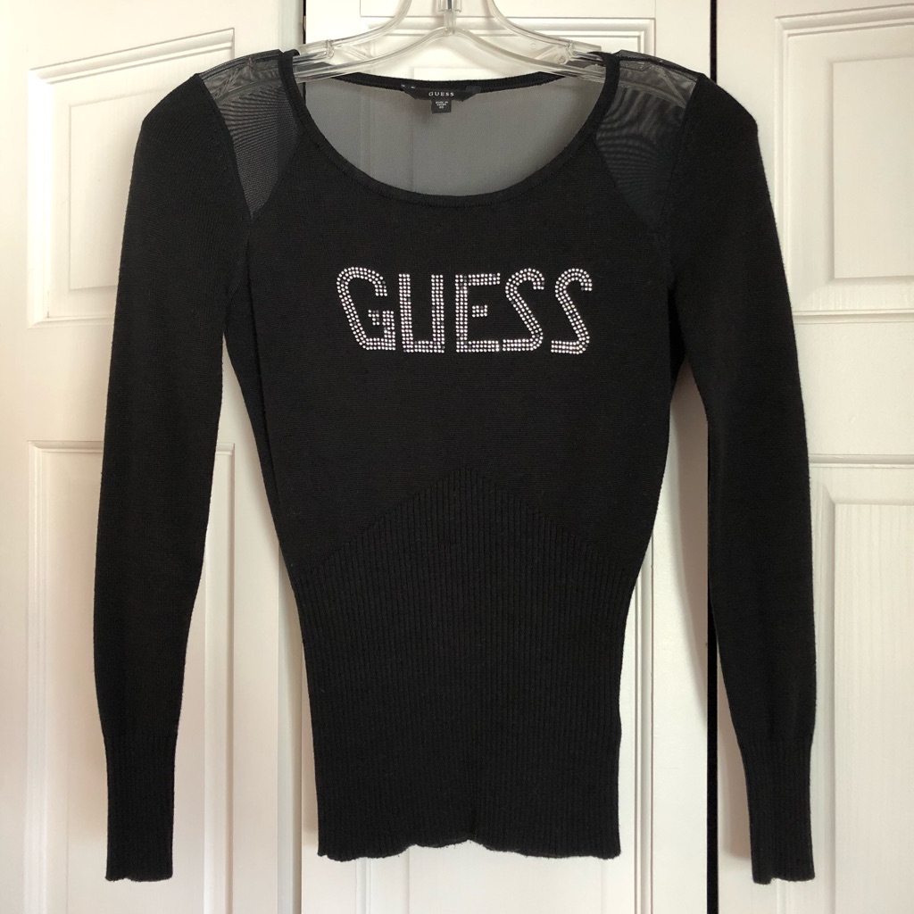 Guess Light Knit Sweater With Shear Detail